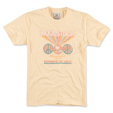 T-shirt: Woodstock Vintage Fade Brass Tacks, Cream