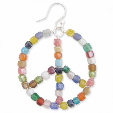 Earrings - Living in Harmony Multi Bead Peace Sign Earrings