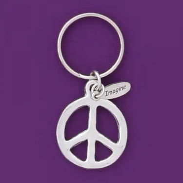 Keychain - Peace   Sign Sterling Silver