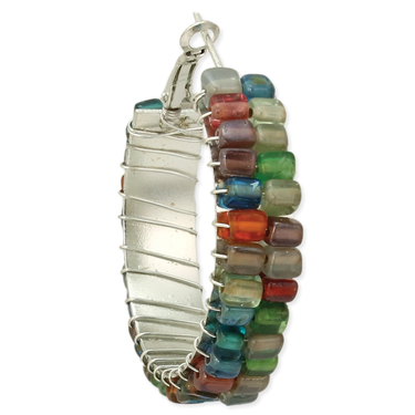 Earrings - Multi Color Mosaic Bead Hoop Earrings