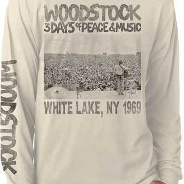 Long Sleeve Tee - Woodstock Crowd Scene; Cream