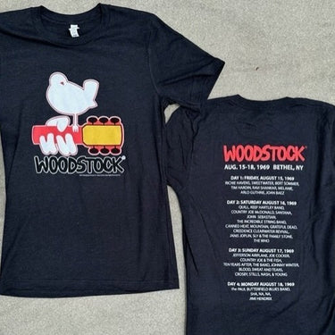 T-Shirt, Adult Woodstock Concert Line Up, 2023 Htr Black