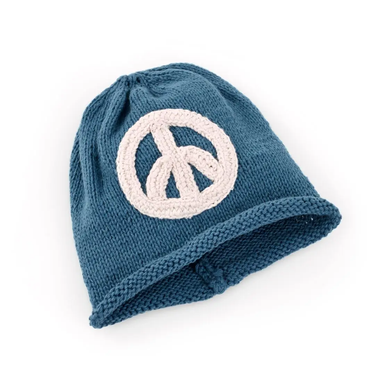 Cap - Blue Knit Infant Peace Cap