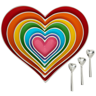 Dish - Rainbow Seven Heart Stacking Dishes with spoons