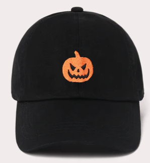 Cap: Black Pumpkin Halloween Cap