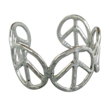 Bracelet- Hammered Silver Peace Sign Bracelet