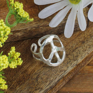 Ring- Custom made Hammered metal peace sign ring