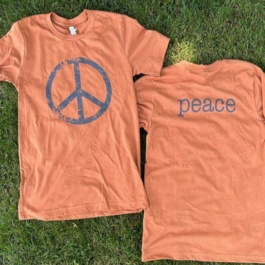 T-Shirt: BW Peace Sign, Htr Autumn