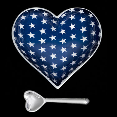 Dish -Heart White Stars on Blue Dish