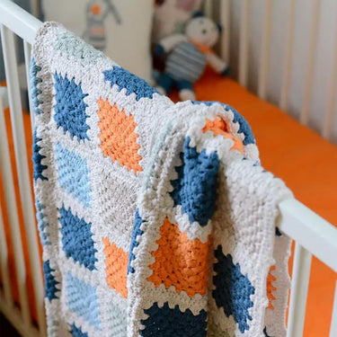 Baby Blanket - Blue Granny Square Crochet Blanket