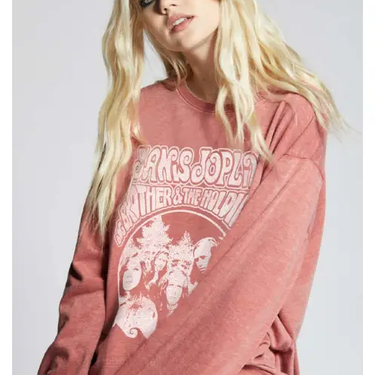 Sweatshirt - Janis Joplin Paprika Distressed Sweatshirt