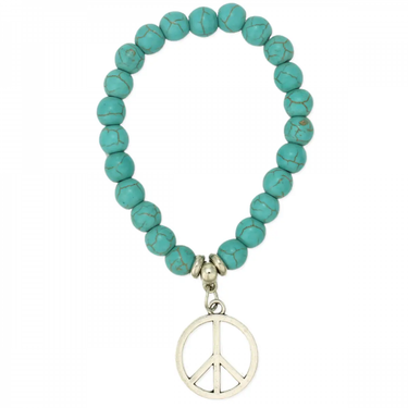 Bracelet - Boho Peace Turquoise Bead Stretch Bracelet