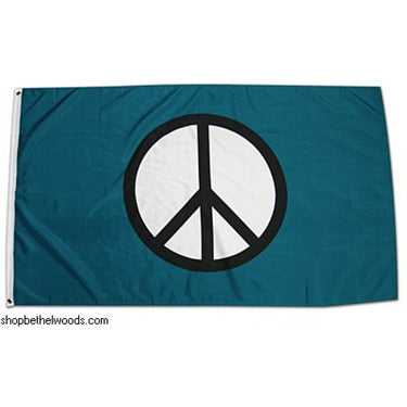 FLAG-TEAL WITH BLK/WHT. PEACE