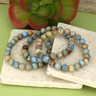 Bracelet - Blue Jasper Stone Stretch Bracelet