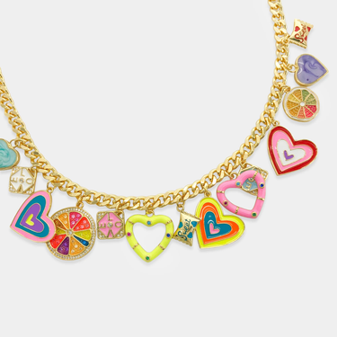 Necklace - Multi  Heart Charm Necklace