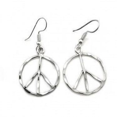 Earrings - Hammered Silver Peace Earrings